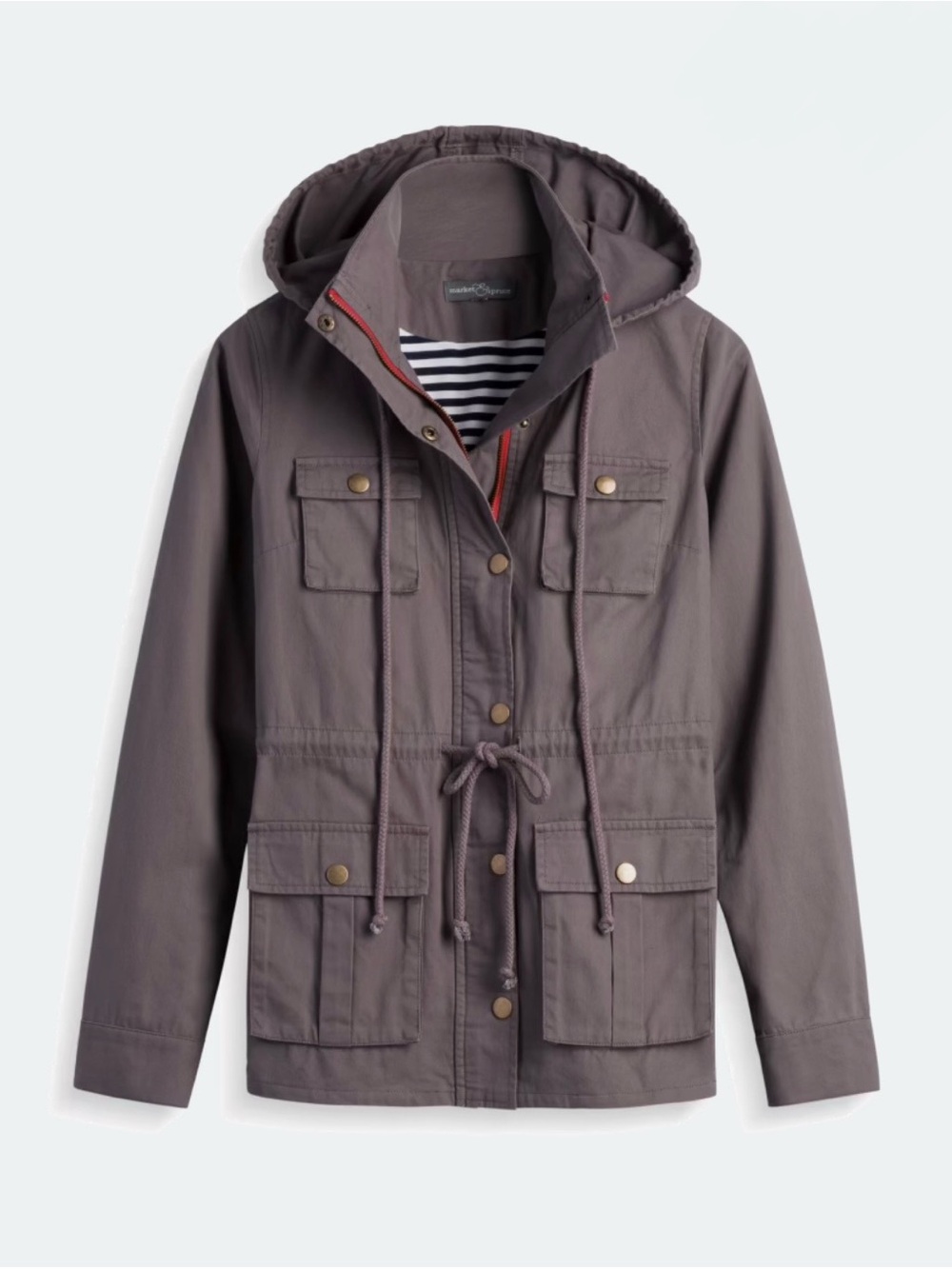 Market & Spruce Black Hooded Cargo Jacket
